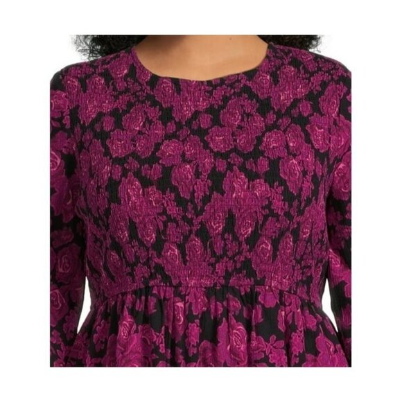 Size‎ 2X 20W-22W New Floral Print Smocked Cotton Peasant Dress Pockets Boho Plus - Picture 3 of 12